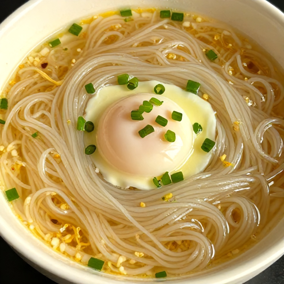 Ginger Garlic Broth with Rice Noodles