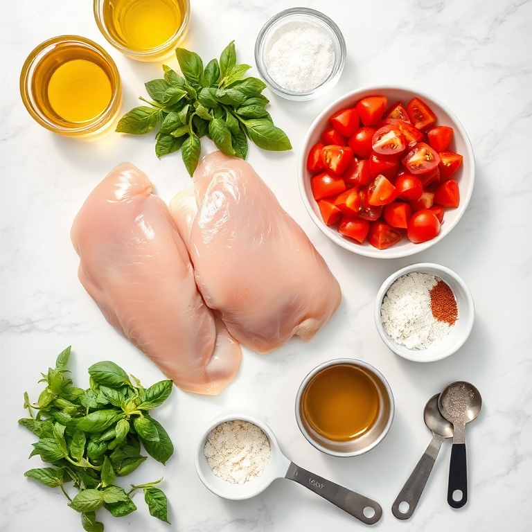 Raw ingredients for Easy Grilled Bruschetta Chicken