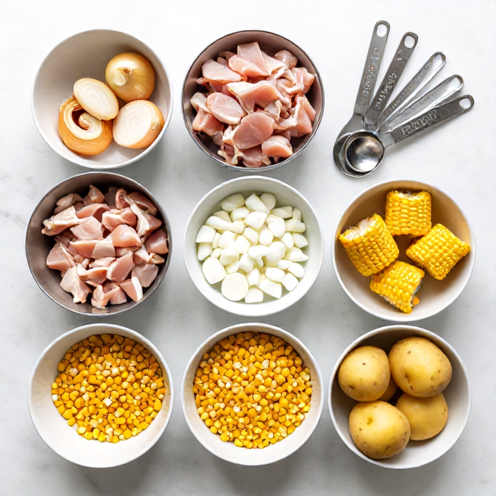 Raw ingredients for Chicken Corn Chowder