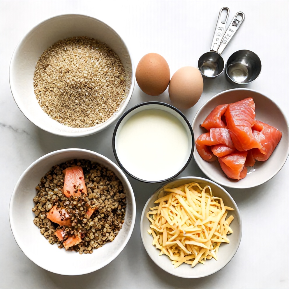 Raw Ingredients for Smoked Salmon Quinoa Breakfast Bowls