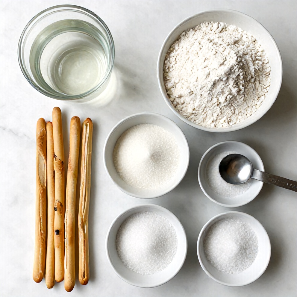 Raw ingredients for homemade breadsticks