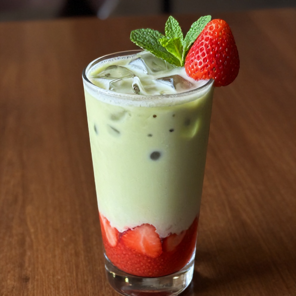 Easy Iced Matcha Strawberry Latte