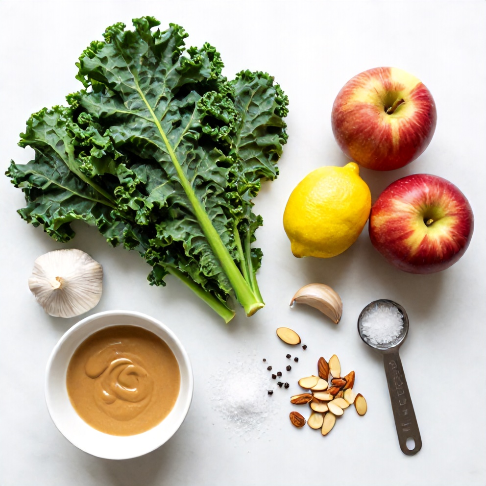 Raw ingredients for Easy Kale and Apple Salad