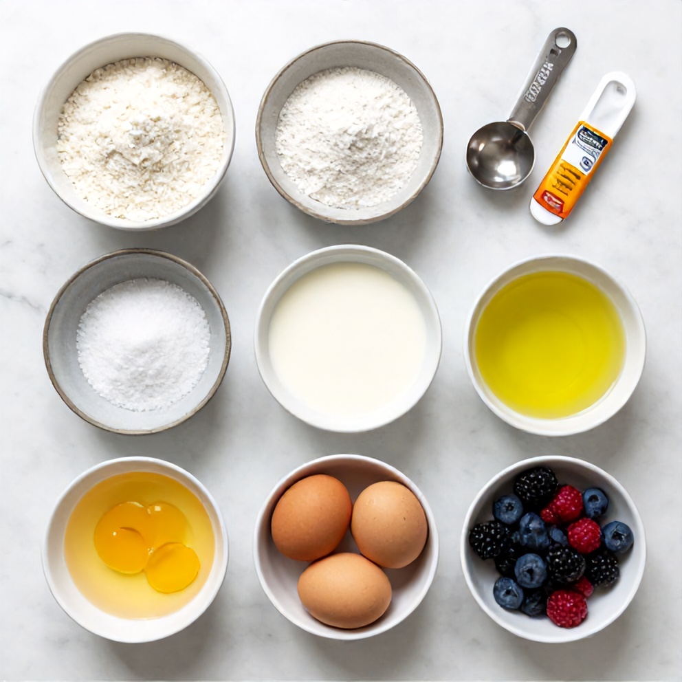 Raw ingredients for keto coconut flour pancakes