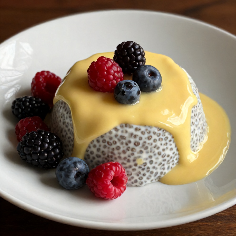 Lemon Curd Chia Pudding with fresh berries