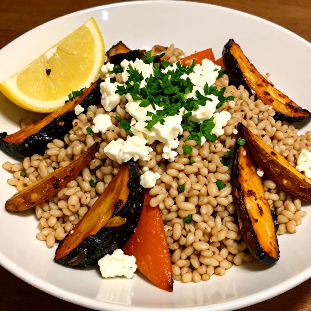 Farro Salad with Roasted Summer Vegetables