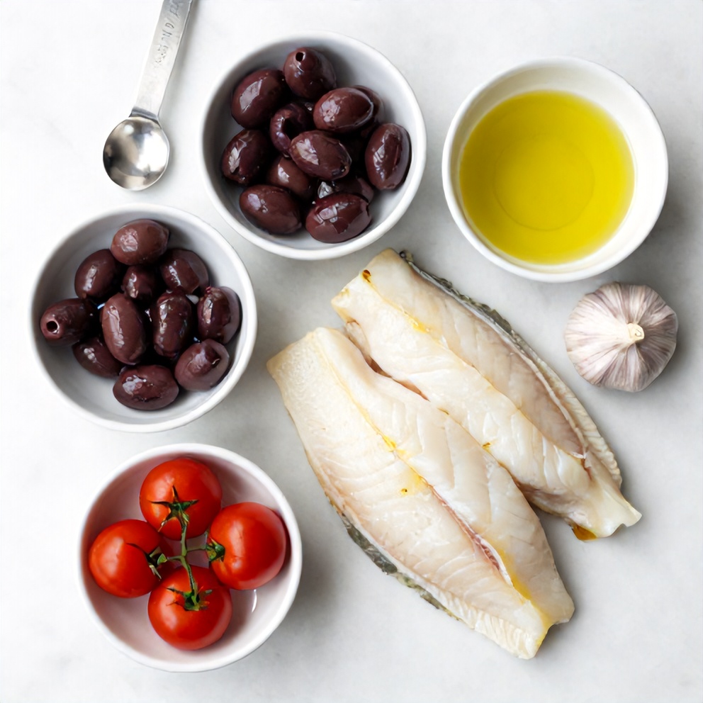 Raw Ingredients for Mediterranean Baked Cod