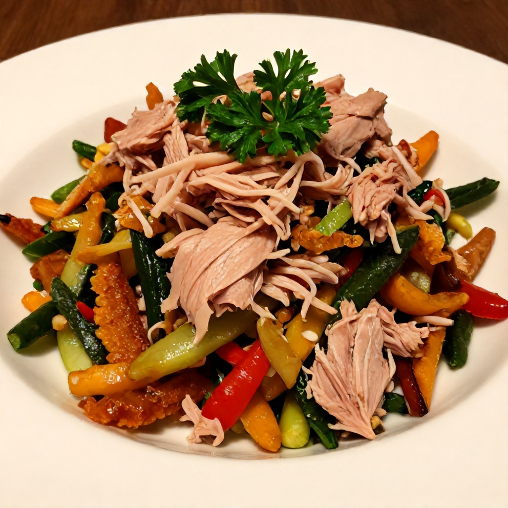 Mediterranean Tuna Salad plated with fresh parsley