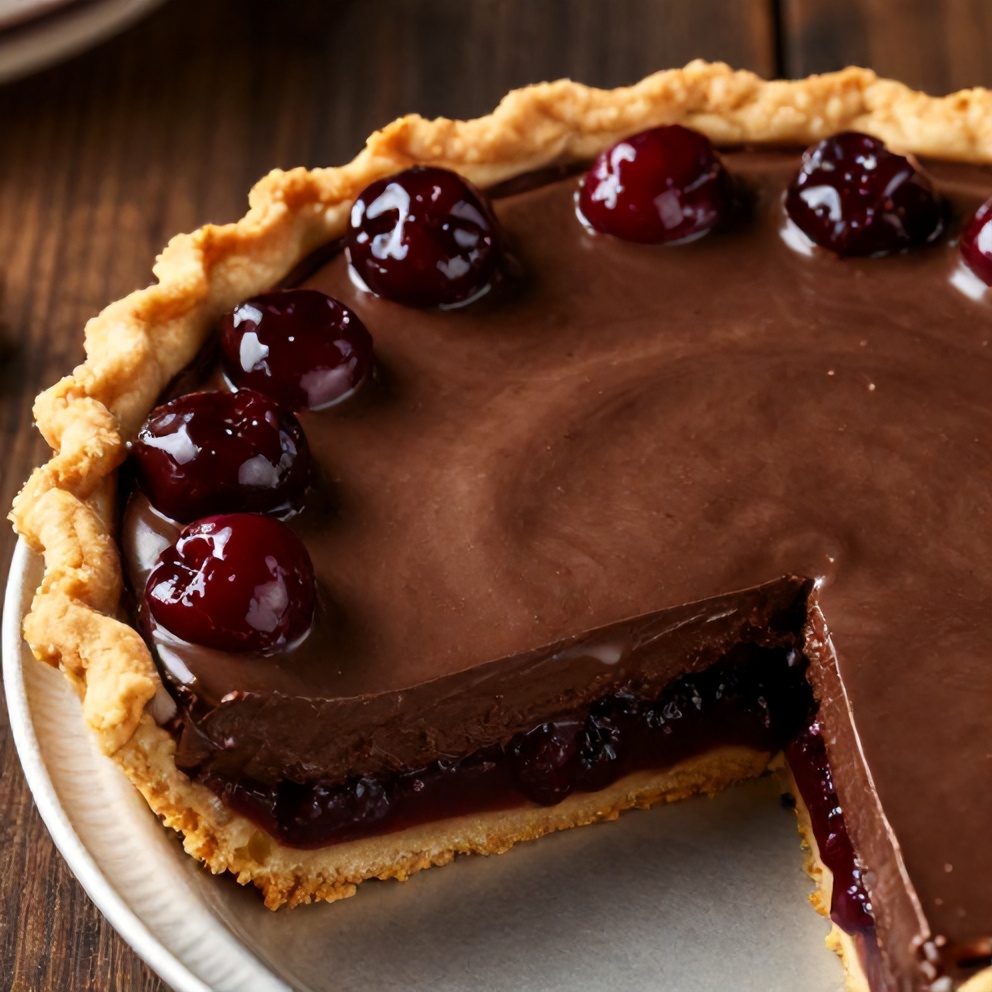 Easy No-Bake Chocolate Cherry Cream Pie