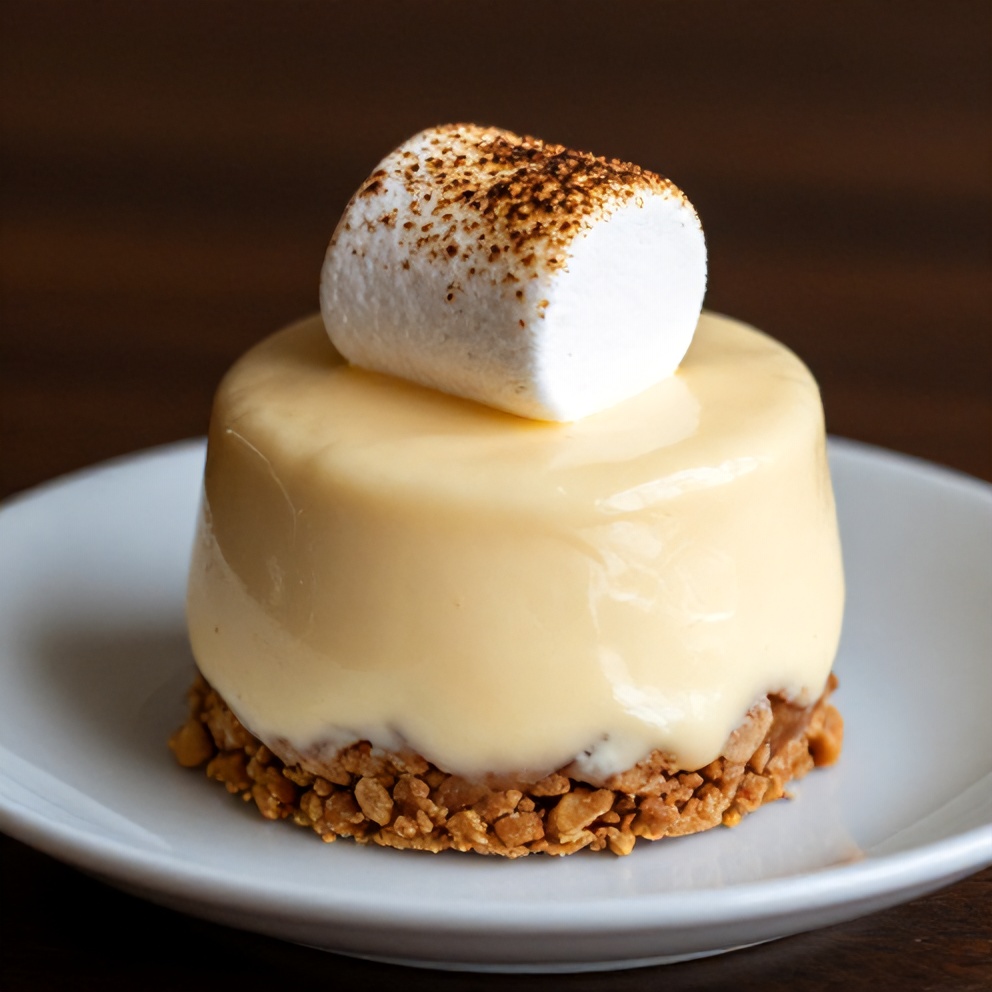 Plated No Bake S’mores Pudding Cups with Graham Cracker Crust and Toasted Marshmallows