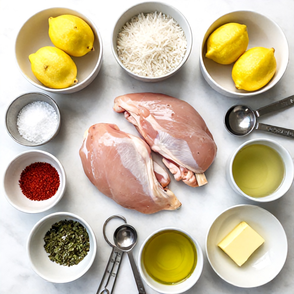 Raw Ingredients for One-Pan Lemon Chicken and Rice
