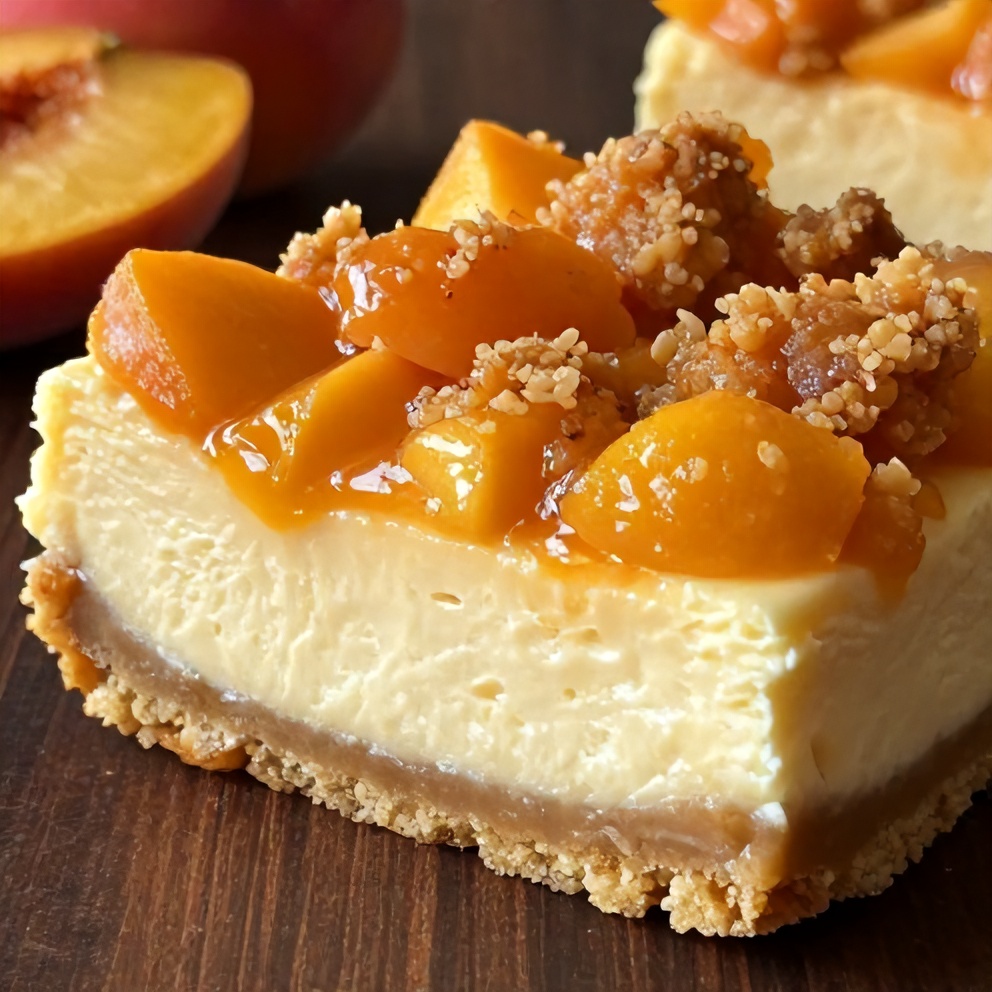 Peach Cobbler Cheesecake Bars