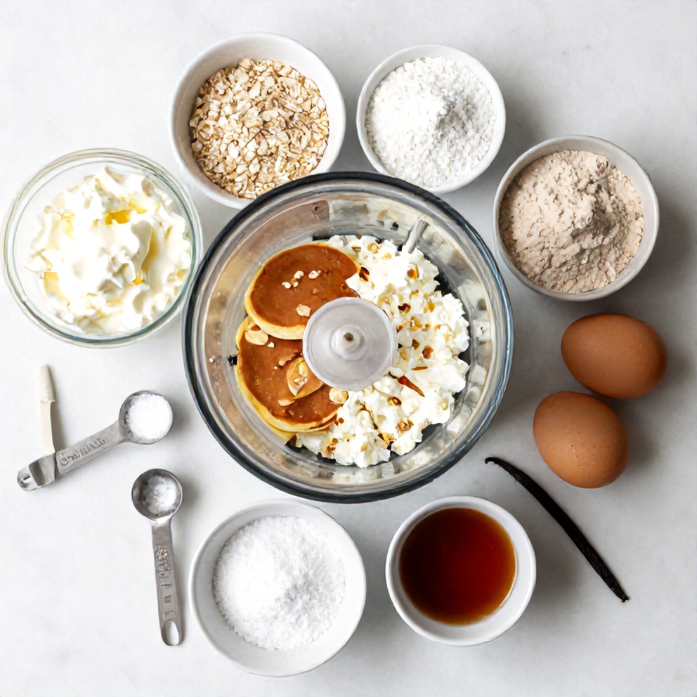 Ingredients for Easy Protein Pancakes with Cottage Cheese and Oats