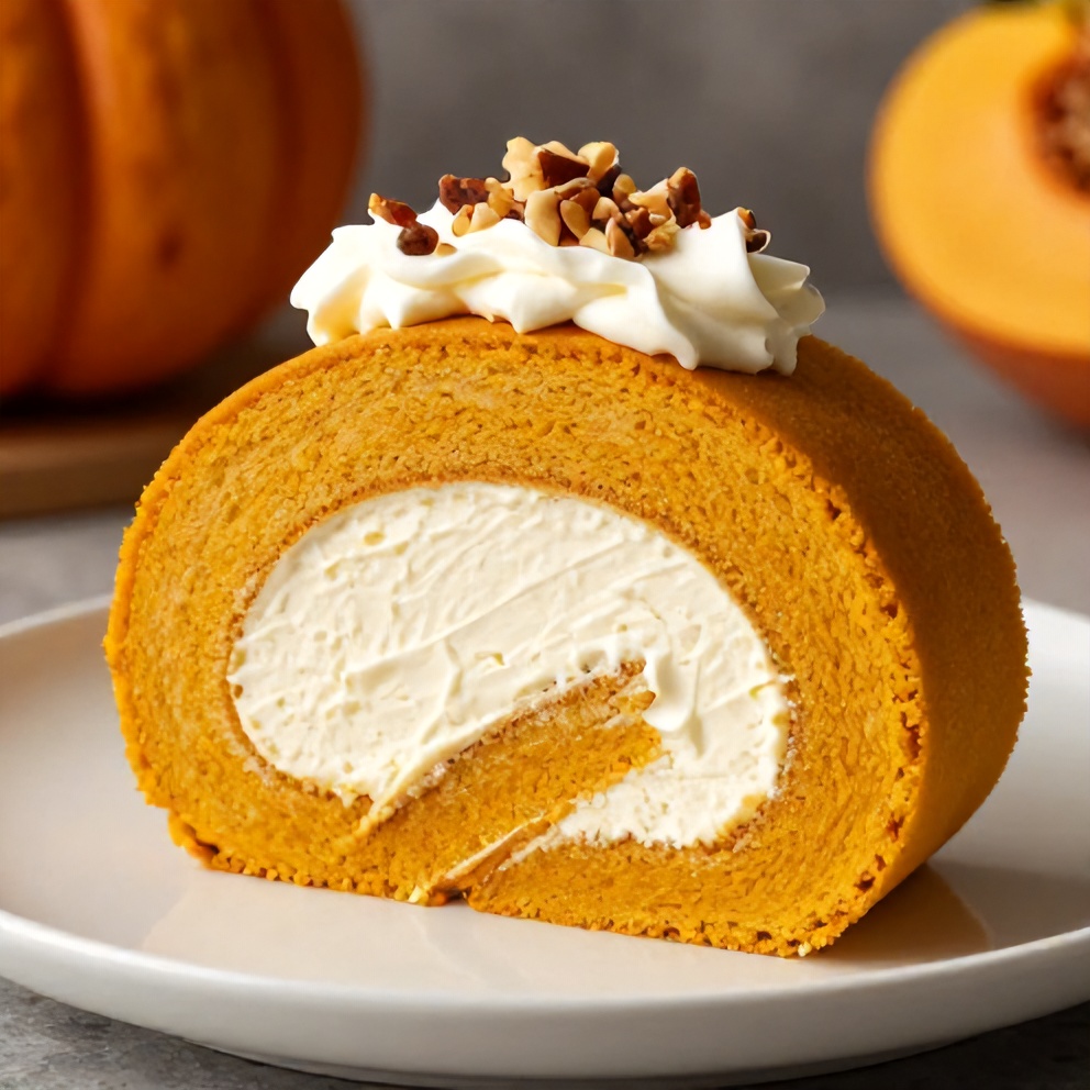 Pumpkin Roll Slice with Cream Cheese Filling