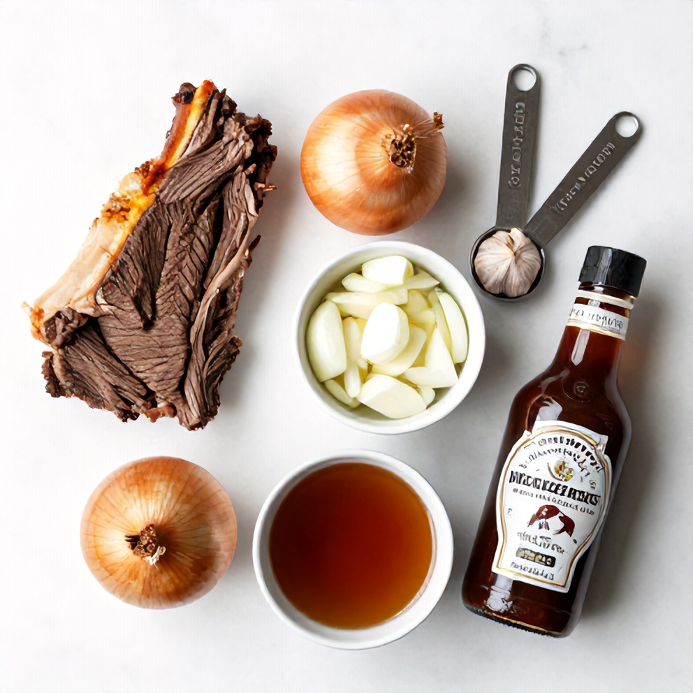 Raw Ingredients for Easy Slow Cooker Beef and Cheddar Sandwiches