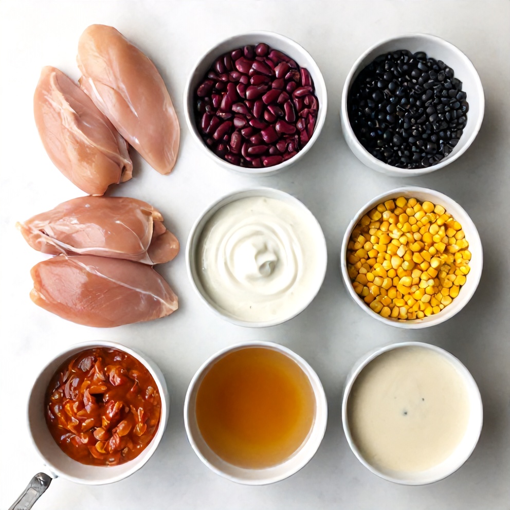 Easy Slow Cooker Buffalo Chicken Chili Ingredients