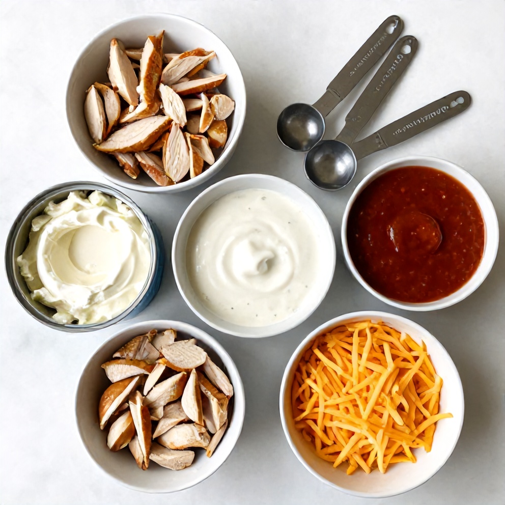 Raw Ingredients for Buffalo Chicken Dip