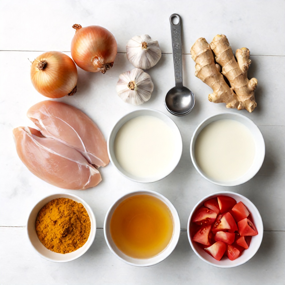 Raw Ingredients for Slow Cooker Chicken Curry