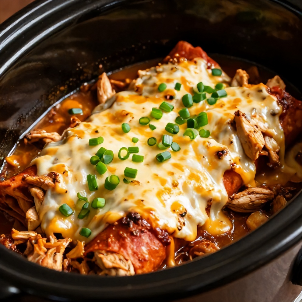 Easy Slow Cooker Chicken Enchiladas