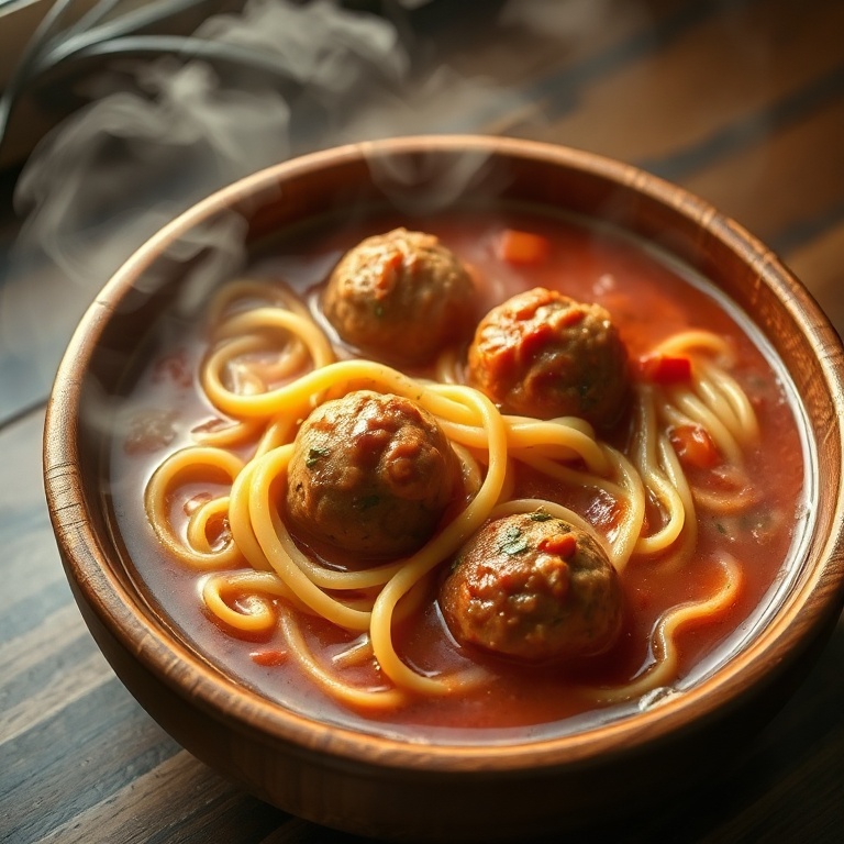 easy spaghetti meatball soup