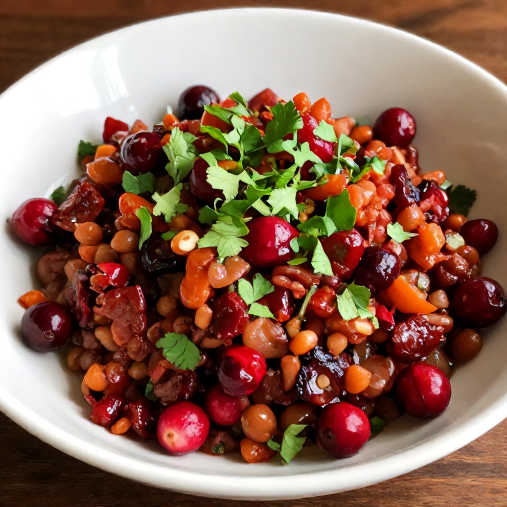 Easy Spicy Cranberry Salsa served in a bowl with tortilla chips