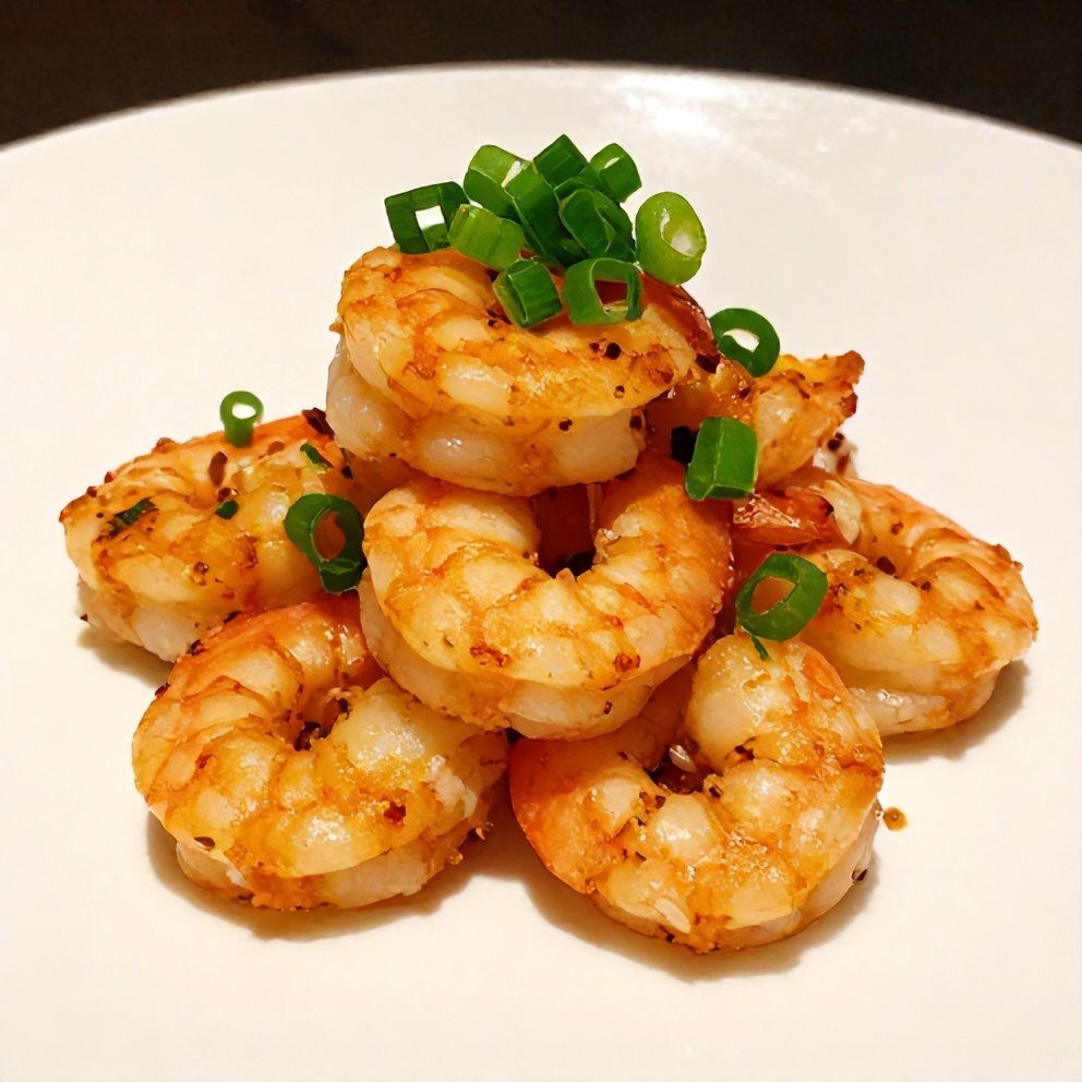 Plated Spicy Shrimp Sushi Stacks on a white plate