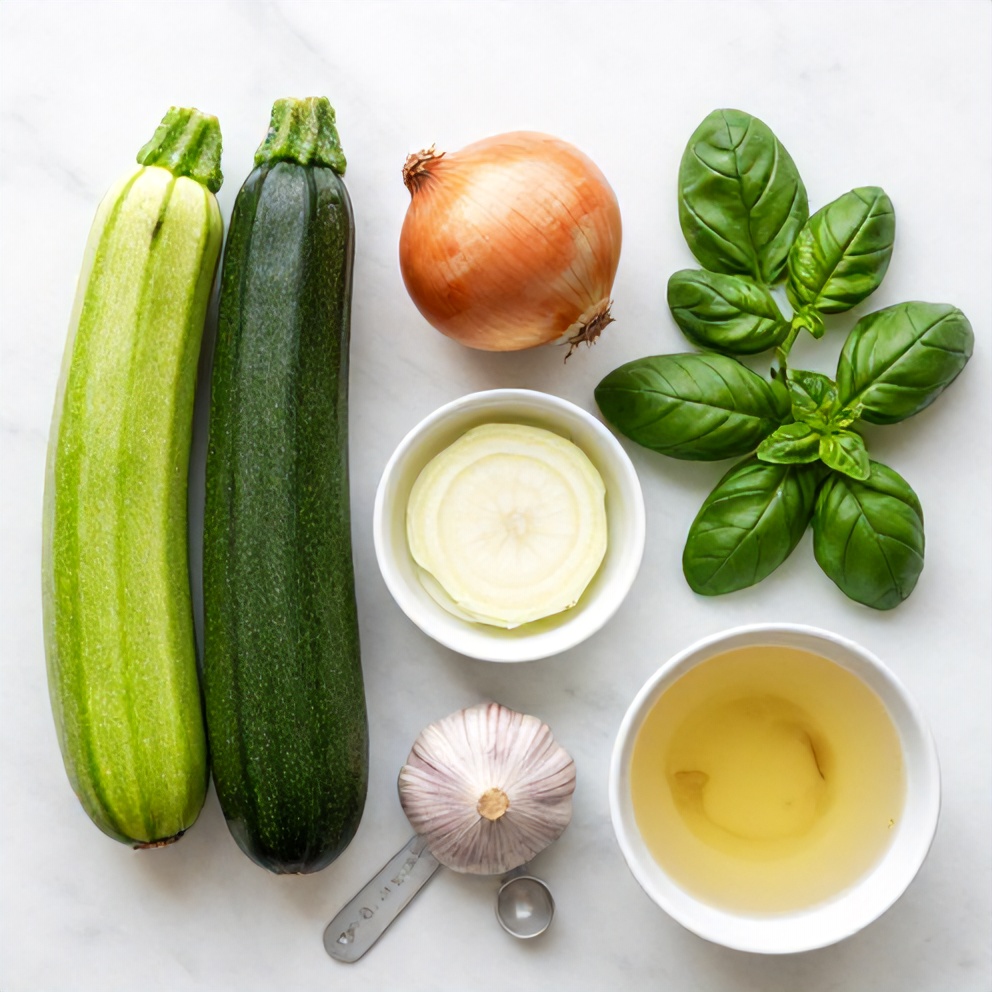 Raw Ingredients for Zucchini Basil Soup
