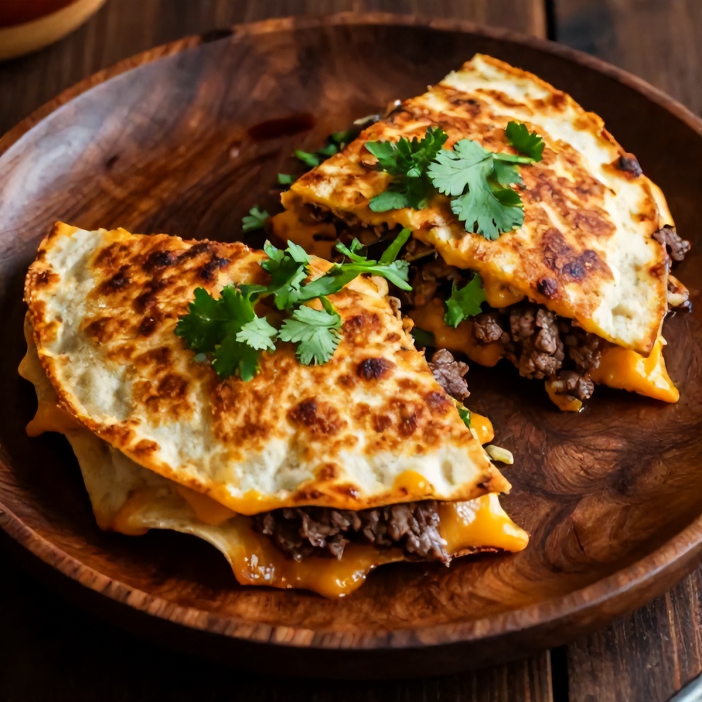 Plated Steak Cheese Quesadillas