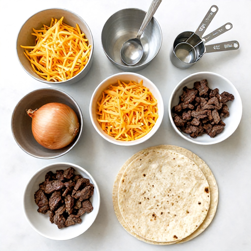 Raw Ingredients for Steak Cheese Quesadillas