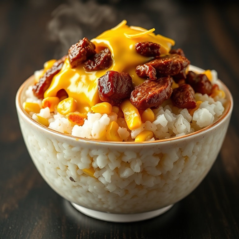 Easy Steak Queso Rice Bowl