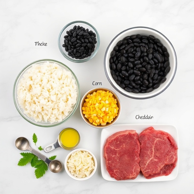 Ingredients for Easy Steak Queso Rice Bowl