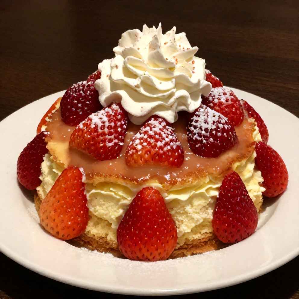 Sliced Strawberry Earthquake Cake on a dessert plate