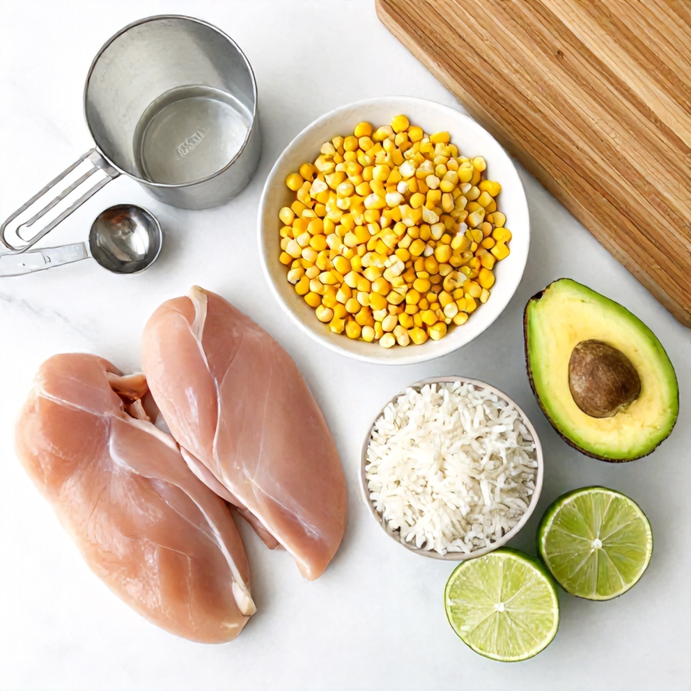 Raw ingredients for Easy Street Corn Chicken Bowl