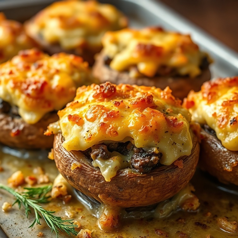 Easy Stuffed Mushroom Casserole