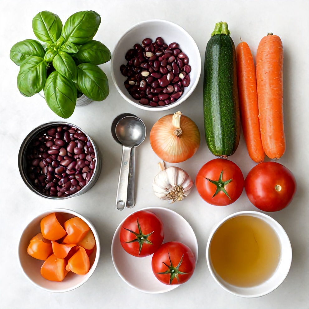 Raw Ingredients for Easy Summer Minestrone Soup
