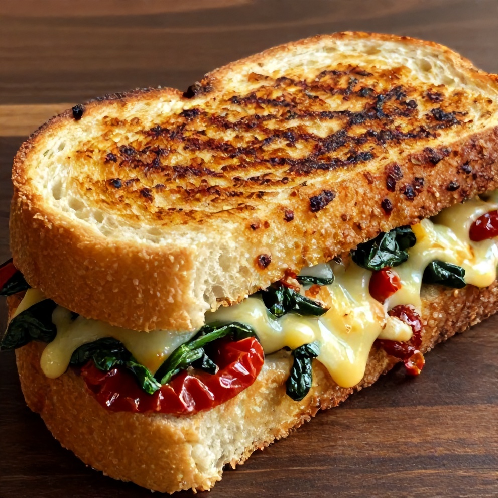 easy sun-dried tomato spinach grilled cheese