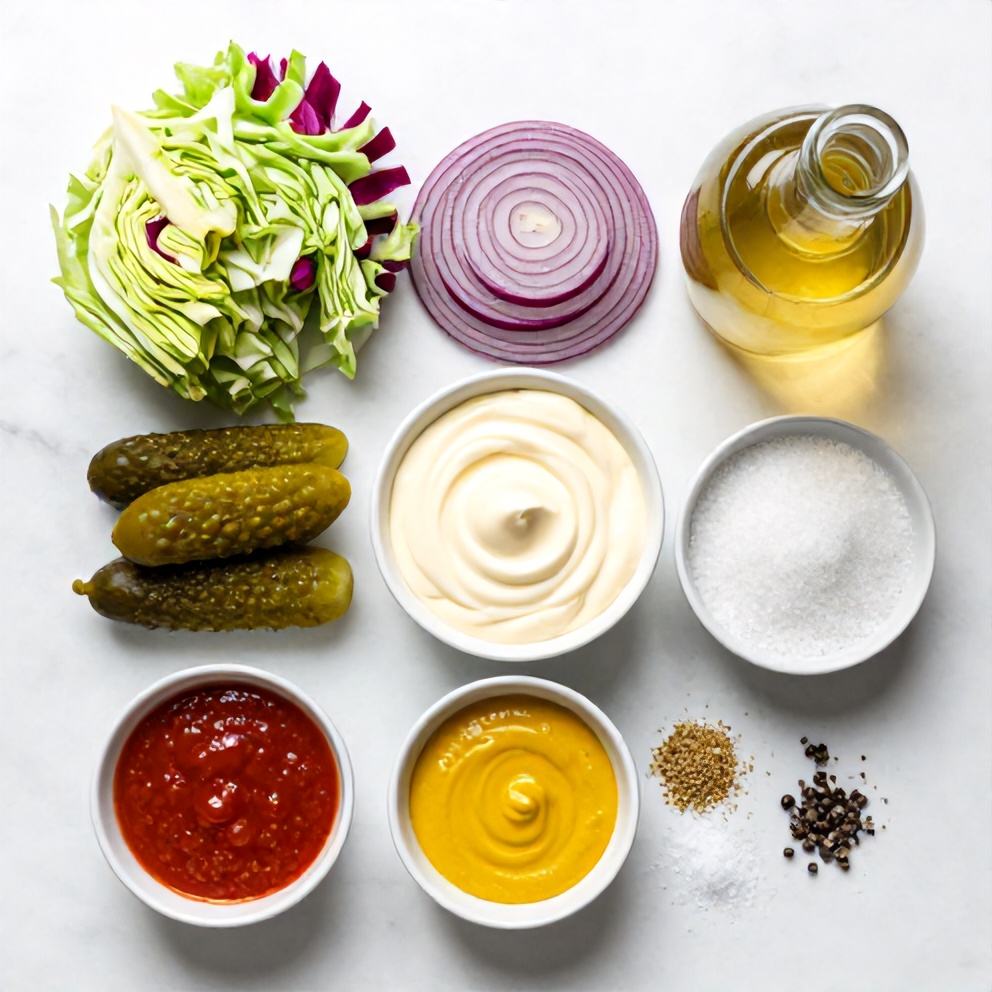 Raw ingredients for Easy Sweet and Spicy Pickle Slaw