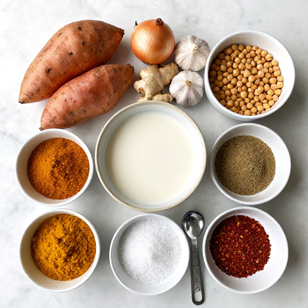 Easy Sweet Potato Chickpea Curry Ingredients