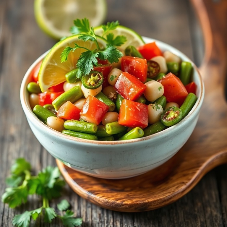 Finished cilantro lime bean salad