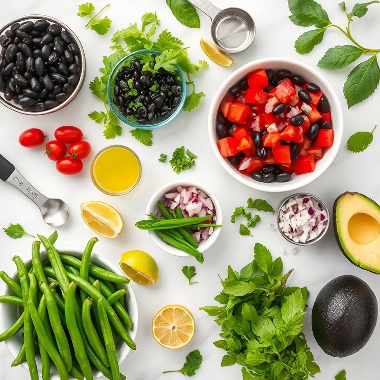 Flat lay of raw ingredients