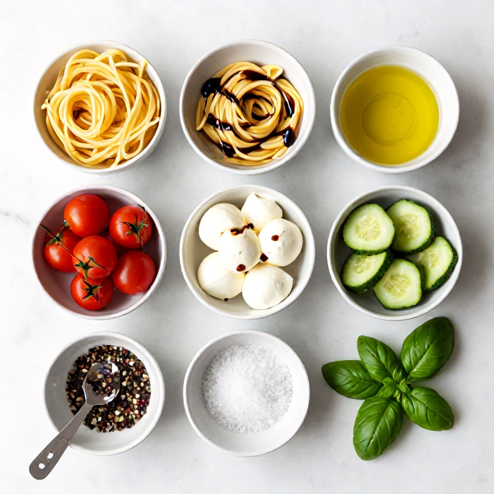 Raw ingredients for Fresh Italian Pasta Salad