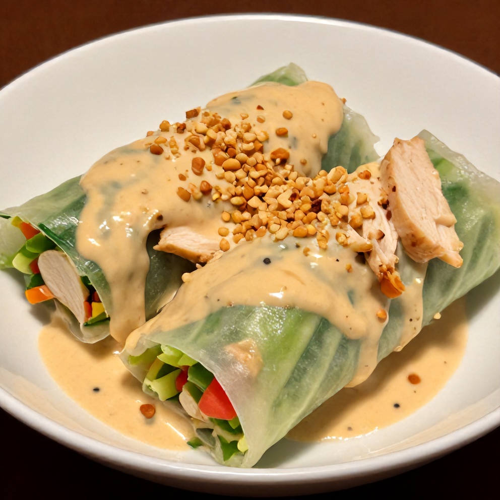 Fresh Spring Roll Bowl with Creamy Peanut Sauce