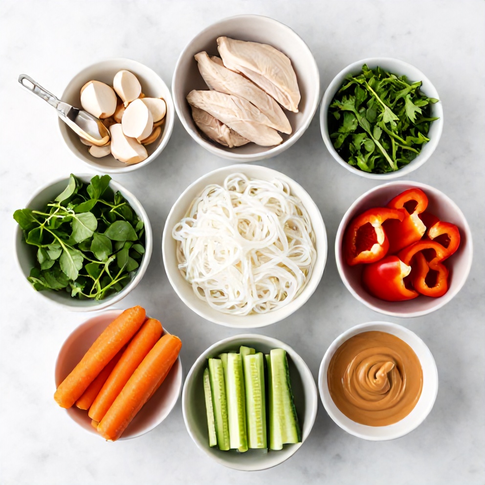 Raw Ingredients for Fresh Spring Roll Bowl