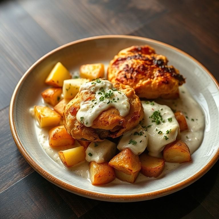 garlic parmesan chicken and potatoes