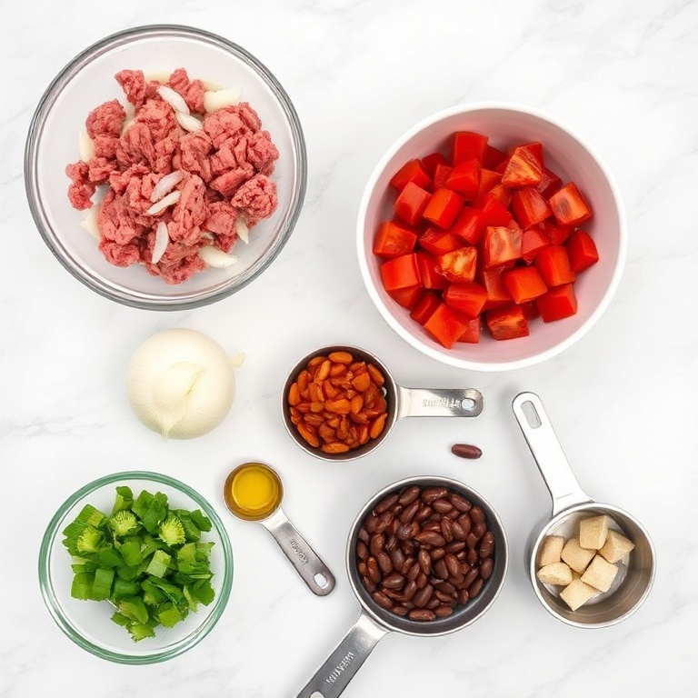 Ingredients for Hearty Easy Beef Chili