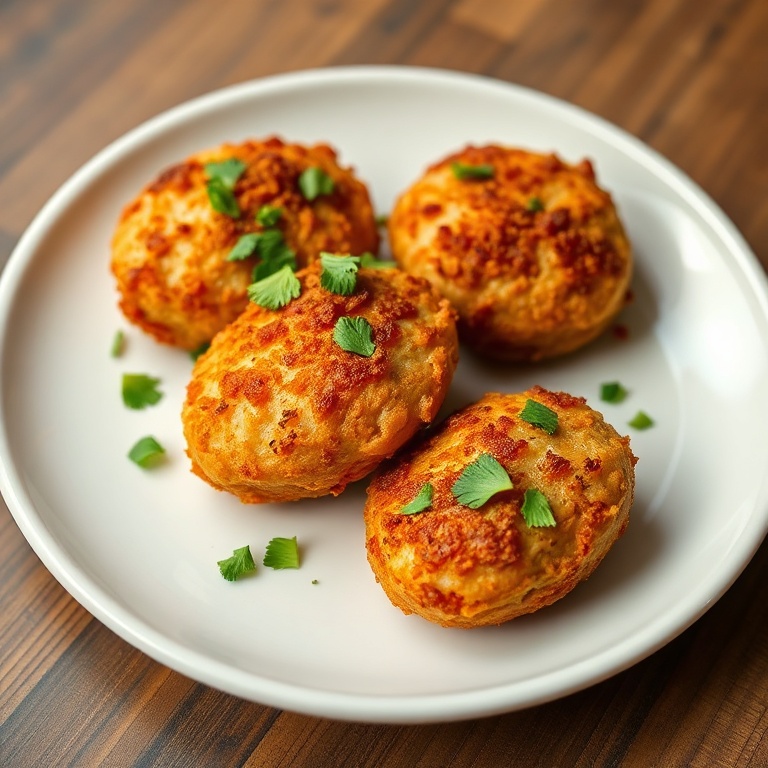 Perfectly plated chicken bites with a crispy crust, garnished with cilantro, served on a white ceramic plate.