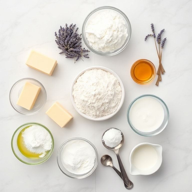 Raw ingredients for Lemon Lavender Cake