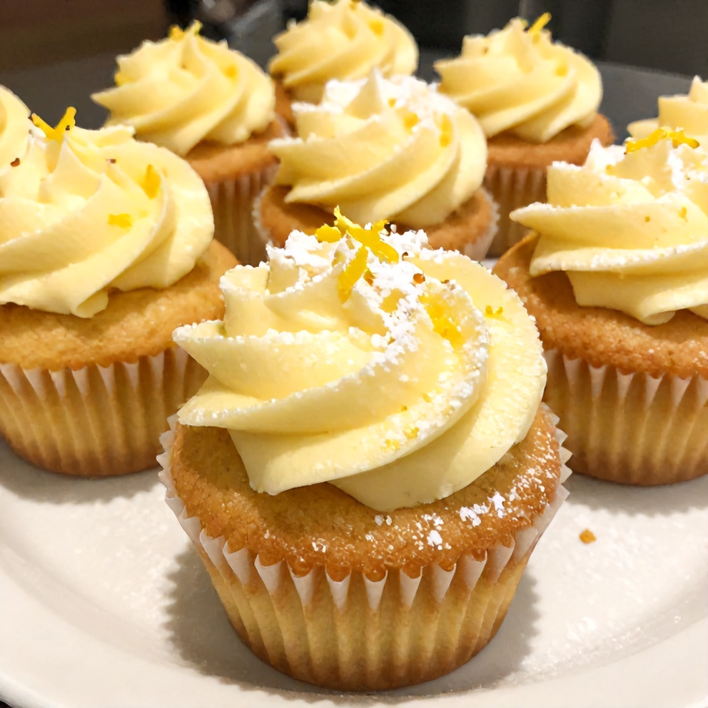 Plated Lemon Raspberry Cupcakes