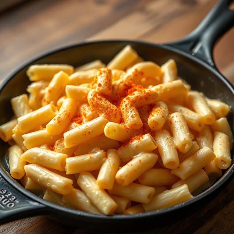 final plated mac and cheese creamy with golden crust