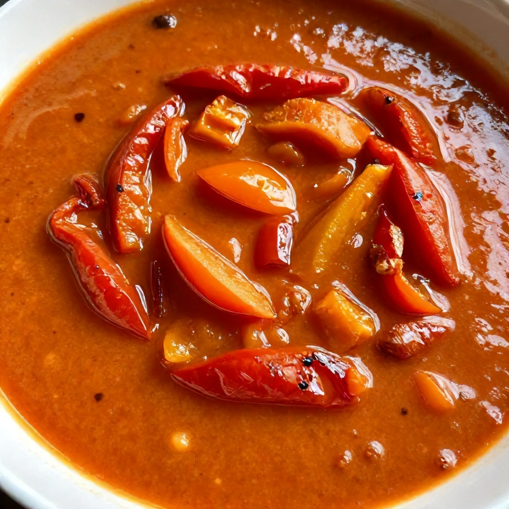 Mediterranean Tomato and Roasted Pepper Soup